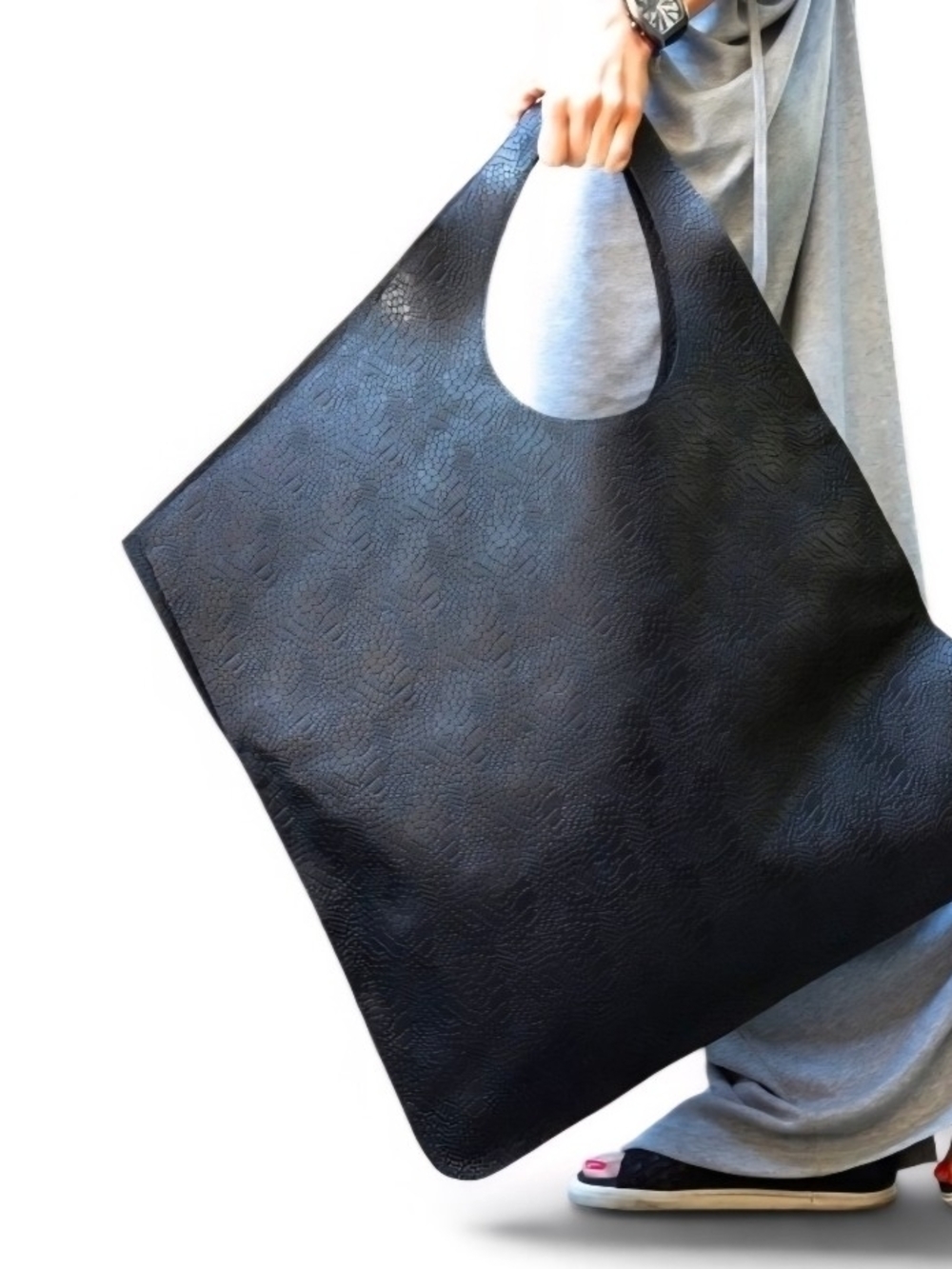 Aakasha Genuine Leather Assymetric Square Large Tote Bag